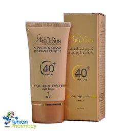 ضد آفتاب کرم پودری بژ روشن مدیسان، +SPF40